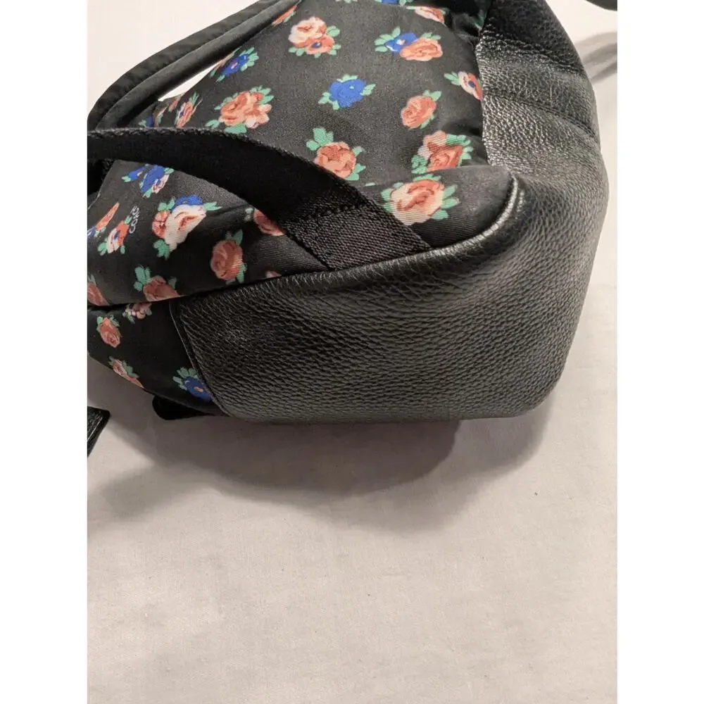 Coach Mini Charlie Backpack Tea Rose Floral Dog Patch Back Pack Purse Bag